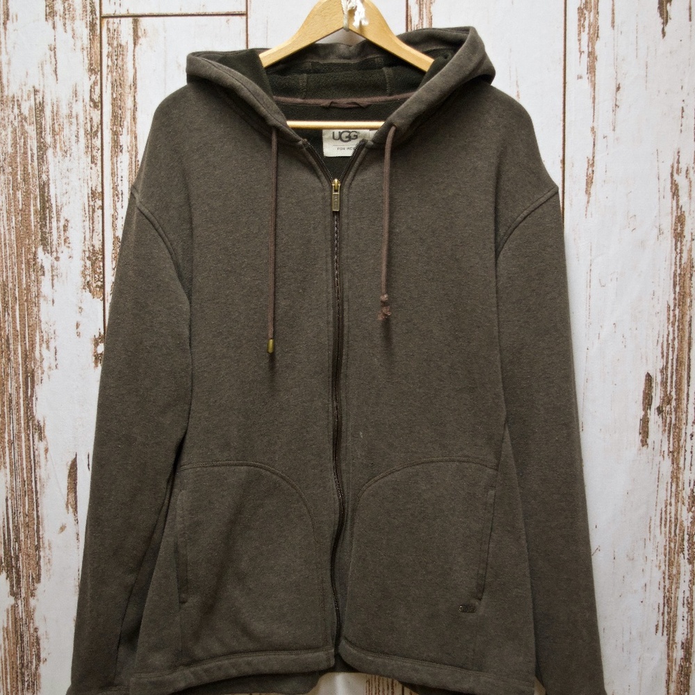 UGG Mens Full Zip Sweatshirt Hoodie Brown